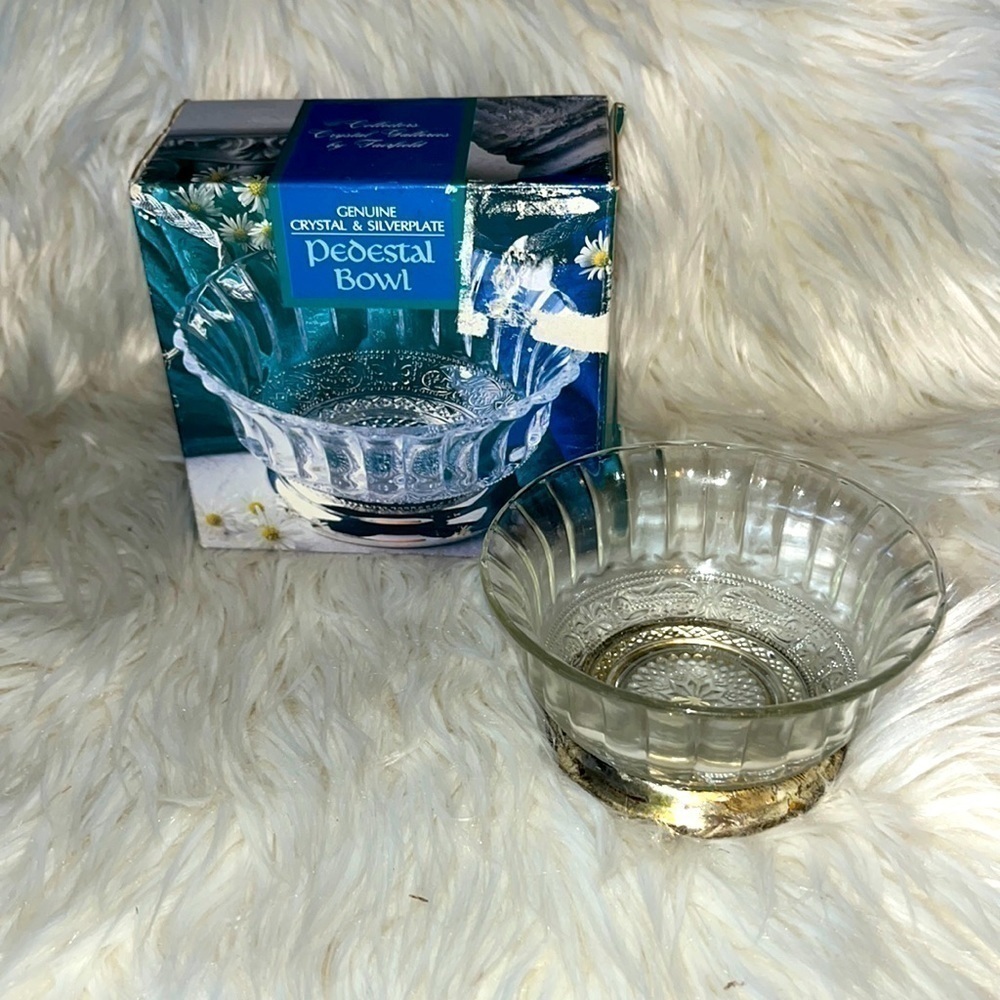 Genuine Crystal & Silverplate Pedestal Bowl with box